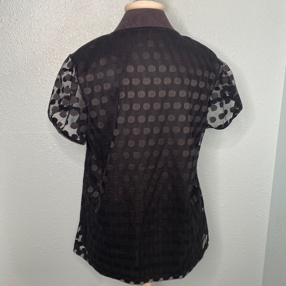 NY Collection Plus Size Black Polka Dot Blouse - Picture 3 of 11